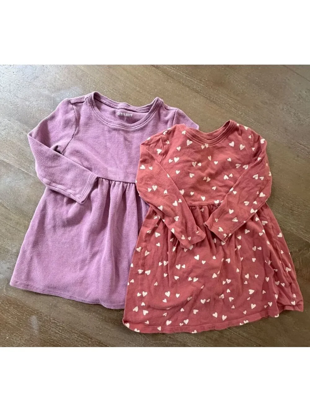 Old Navy Baby Girl Long Sleeve Dress Set 3T Purple Heart Print Back to School